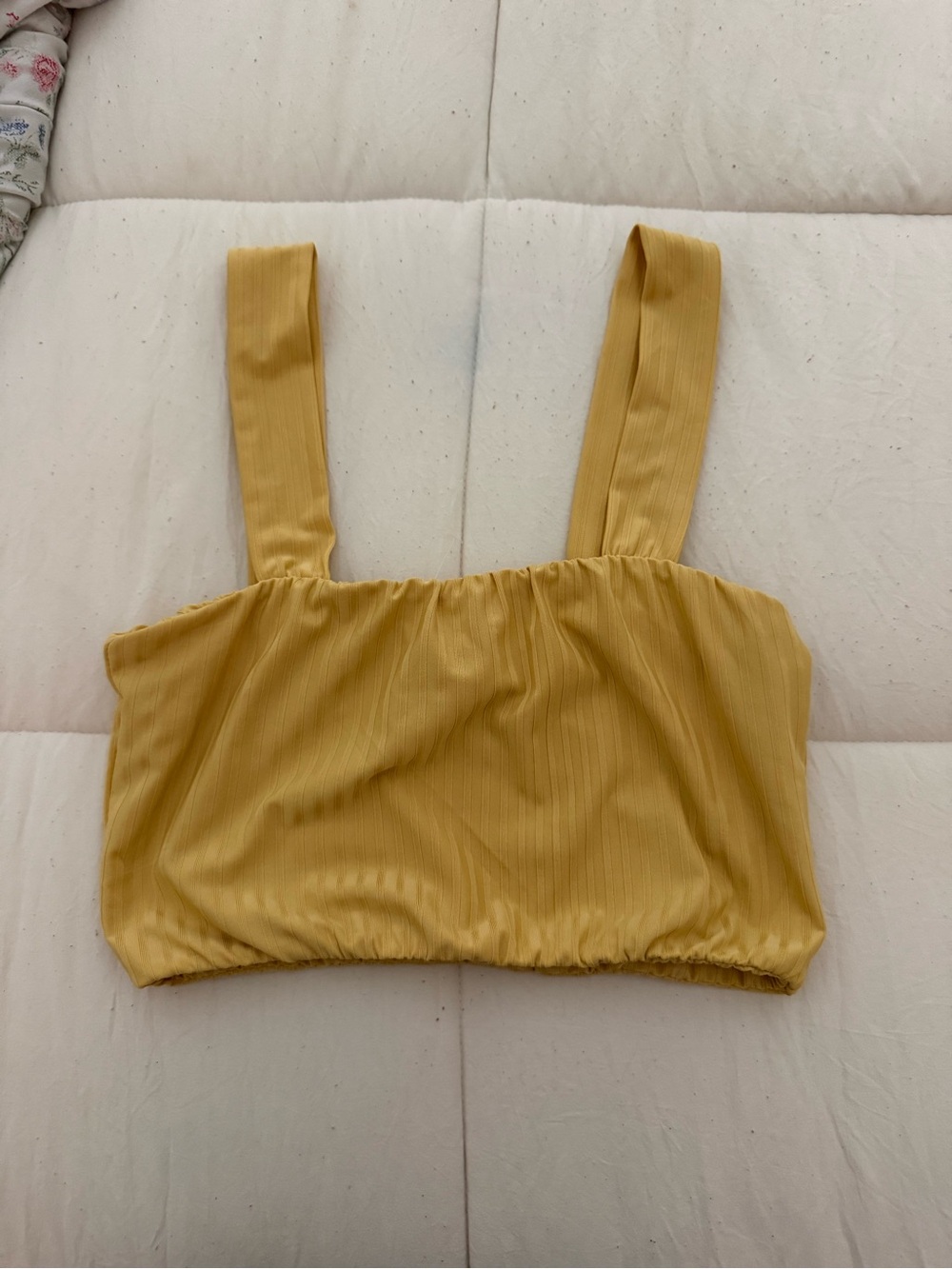 HYFVE Mustard Ribbed Crop Top with Wide Straps